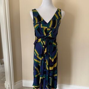 Elie Tahari Multicolor Geometric Midi Dress